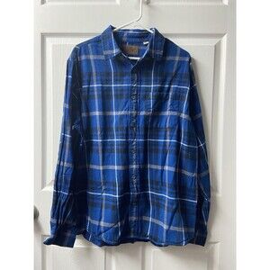 Woolrich Shirt  Mens Xtra Large XL Blue Plaid Flannel Long Sleeved Button Up
